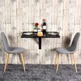 thumbnail image 4 of Gymax Wall-Mounted Drop-Leaf Table Floating Folding Desk Space Saver Black, 4 of 10
