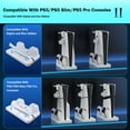 thumbnail image 2 of Vertical Stand Compatible with PS5 & PS5 Slim & PS Pro Game Consoles, with Game Controller Charging, Console Cooling-White, 2 of 8