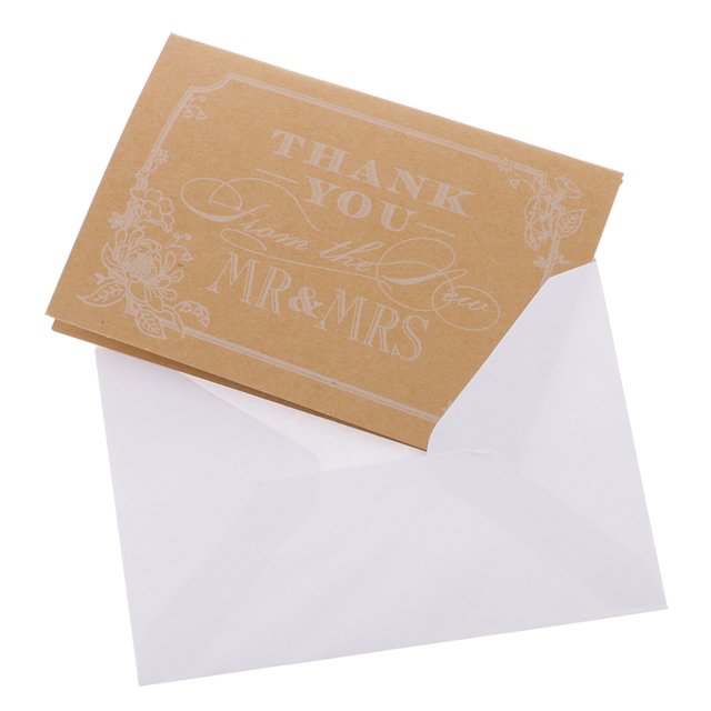 50pcs Tarjetas de Gracias con Sobres Marrones para Fiesta Boda Sunnimix Gracias las tarjetas