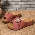 thumbnail image 5 of Bkhluea Women Wedge Slide Sandals Open Toe Flower Decor Slip On Shoes for Summer Daily Walking Casual Outdoor Beach Travel, 5 of 7