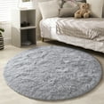 thumbnail image 3 of KIXINWA Grey Round Rug for Kids Room, Fluffy Circle Rug for Bedroom, 4x4 Feet Fuzzy Circular Rug, Soft Plush Area Rug for Bedroom, Non Slip Shaggy Living Room Rug, Nursery Dorm Cute Small Gray Rug, 3 of 6