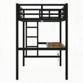 thumbnail image 2 of Metal Twin XL Size Loft Bed - Power Outlet & LED Lighted, Space-Saving, Black, 2 of 16