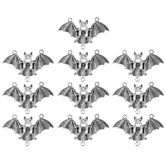 LEDMOMO 10Pcs Plated Silver Alloy Bat Pendant for Necklace DIY Jewelry Making Durable Fine Workmanship