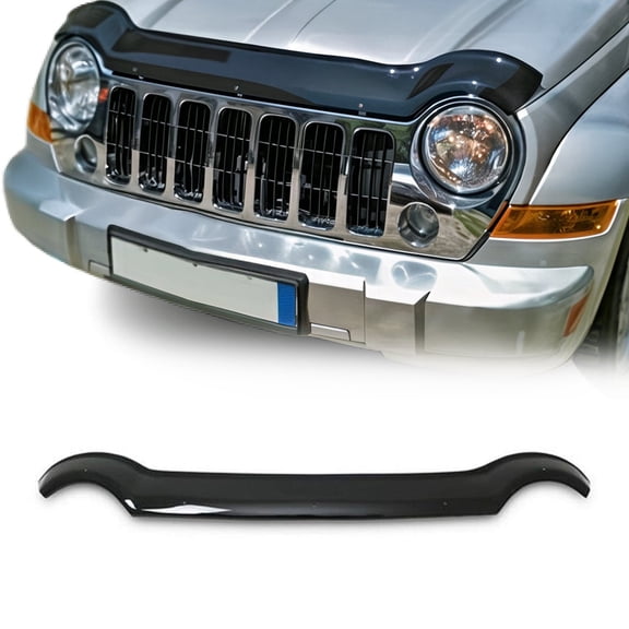 Front Bug Shield Hood Deflector Guard for Jeep Liberty KJ 2002-2007, Black Smoke