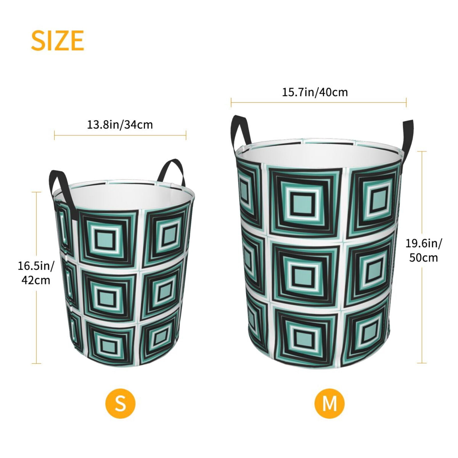 Large Laundry Basket with Handles - abstractly squares pattern Kids Baby Dirty Clothes Laundry Hamper for Bedroom Aesthetic
