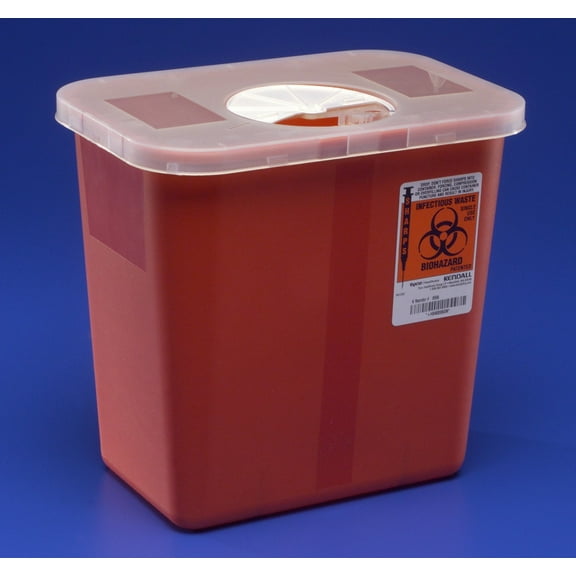 SharpSafety Sharps Container 1-Piece Rotor Lid Multi-purpose Red Base 2 Gallon