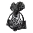 thumbnail image 3 of Viking Ram Skull Thor Hammer Mjolnir With Runes Door Knocker W/ Built In Struck, 3 of 8