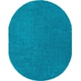 thumbnail image 2 of Rugs.com Solid Shag Collection Rug – 8' x 10' Oval Turquoise Shag Rug Perfect For Living Rooms, Large Dining Rooms, Open Floorplans, 2 of 9