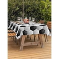 thumbnail image 3 of Outdoor Tablecloth with Umbrella Hole for Patio/Picnic/Party/Camping, Football Texture Waterproof Table Cloth Rectangle Table Cover Washable, Abstract Art Black White Hexagon (60"x 84"), 3 of 9