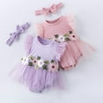thumbnail image 4 of Gubotare Baby Clothes for Girls Newborn Baby Girls Romper Jumpsuit Infant Girl Summer 0 3 6 9 12 18 24 Months (Pink,1-3 Months), 4 of 5