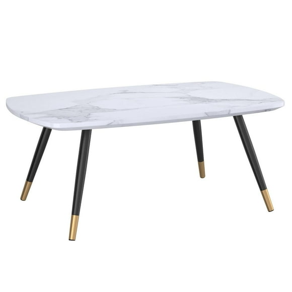 Contemporary Faux Marble Finish Rectangular Coffee Table