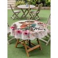 thumbnail image 4 of Outdoor Tablecloth with Umbrella Hole for Patio/Picnic/Party/Camping, Mother's Day Waterproof Table Cloth Round Cover Washable, Hug Love You Mom Pink Flowers Beige (Dia 54"), 4 of 9