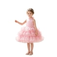 thumbnail image 4 of Bobifish Toddler Girls Dress Halter Satin Bow Multi-Layer Sleeveless Ruffle Cake Party Dress Birthday Wedding Kids Girls Dresss, 4 of 9