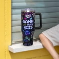 thumbnail image 4 of 40 oz Halloween Tumbler with Lid and Straw - 5D Bat Print Tumblers with Handle Halloween Stainless Steel Insulated Travel Cup Black Coffee Cups Gifts for Women Men Adults, 4 of 6