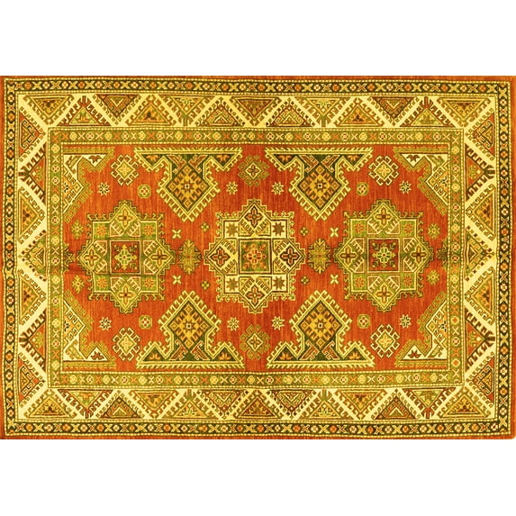 Ahgly Company Indoor Rectangle Persian Yellow Traditional Area Rugs, 4' x 6'