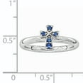 thumbnail image 4 of Created Sapphire Sterling Silver Rhodium Cross Ring, 4 of 6