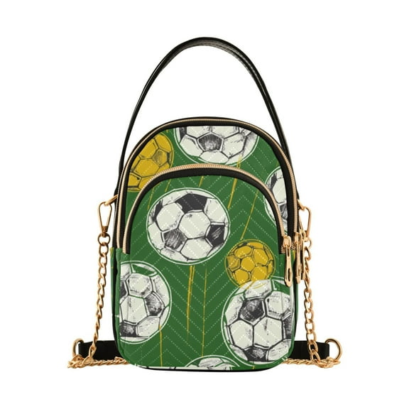 joogoo Women Football on Green Chain Crossbody Bags Shoulder Handbag Phone Purse