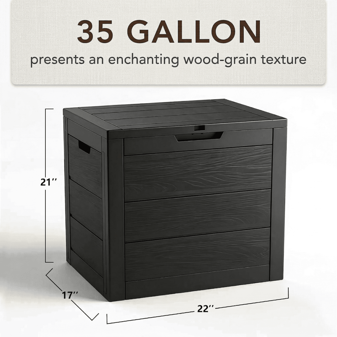 35 Gallon Outdoor Storage Box, Waterproof Resin Deck Box with Lockable Lid, UV Resistant Patio Storage Box for Package Delivery, Cushions, Garden Tools, Outdoor Storage Container