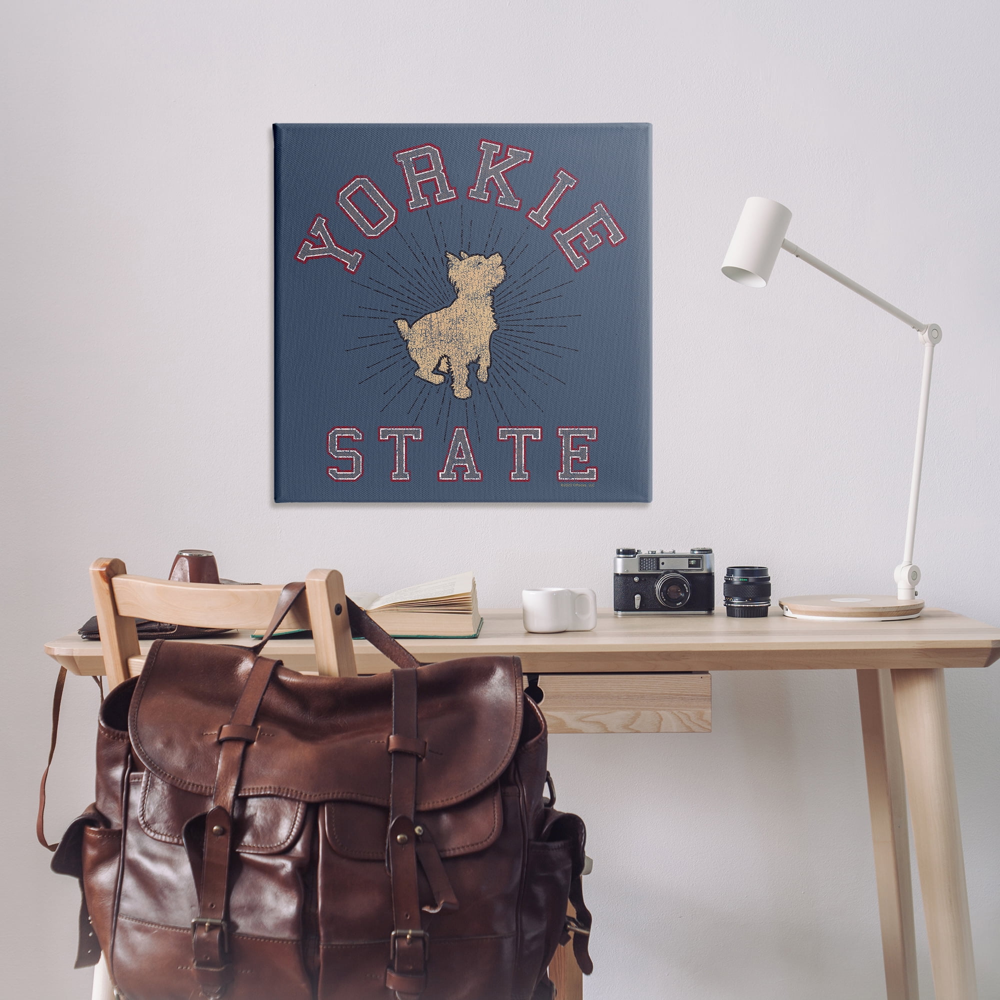 Stupell Industries Varsity Yorkie State Novelty & Humor Painting Wrapped Canvas Art Print Wall Art, 36 x 36