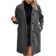 thumbnail image 2 of Women's Parka Winter Coat with Hood Ndbuld Women's Fashion Winter Solid Color Top Button Pockets Thirt Plush Long Sleeve Coat Dark Gray S, 2 of 9