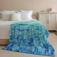 thumbnail image 3 of Flannel Fleece Throw Blanket Teal Gradient Sage Green Lightweight Soft Plush Blankets,Abstract Geometric Glass Shard Art Cozy Warm Throw Blanket for Couch Sofa Bed Car Office All Season Use 40x60in, 3 of 9