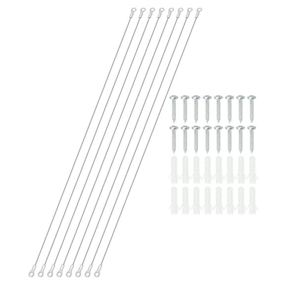 Stainless Steel Lanyard Cable with Eyelets 0.06" x 39" 1.5mm x 100cm Lock Security Wire Rope with Screws, 8 Pack