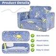 thumbnail image 4 of XJD Kids Couch Toddler Chair Baby Sofa Extra Wide Glow in The Dark Baby Convertible Sofa ,Foldable Toddler Bed for Kids Girls Boys, Blue, 4 of 8