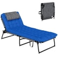 thumbnail image 1 of Outsunny Chaise Longue Pliante avec Coussin, Chaise de Bronzage Inclinable, Bleu, 1 of 10