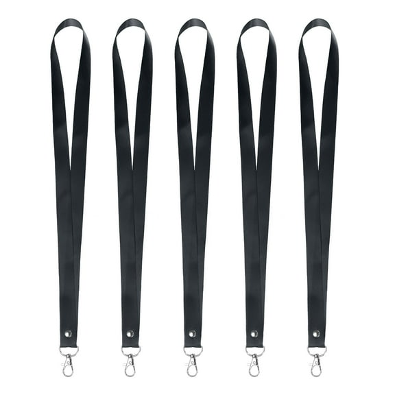 Uxcell 5-Pack Lanyards for ID Badges, Black 0.78 in Wide Keychain Flat Neck Lanyard Strap with Swivel Hook Clip ID Holder Folder