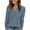 Dark Blue, variant on Lmnyox Long Sleeve Shirts for Women Solid Ribbed V Neck Button Blouses Fashion Basic Fall Tunic Tops