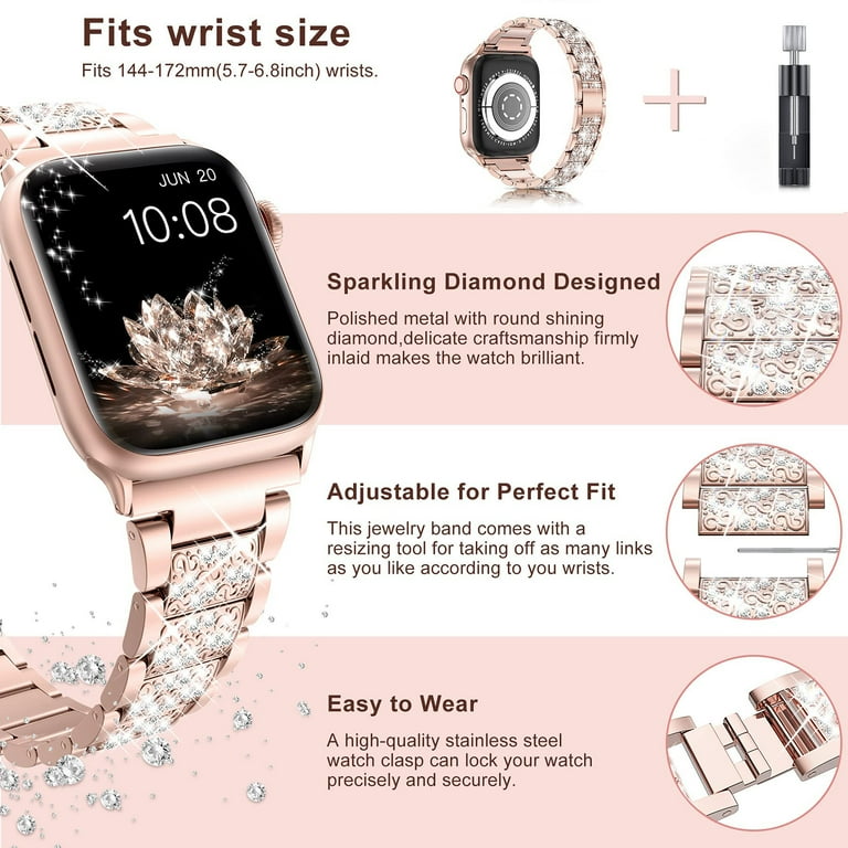 For Fitbit Versa 2 Watch Band Bling Stainless Steel Bracelet Strap+Diamond  Case