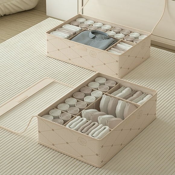 Iumwxz Organizers and Storage Cloth Underwear Storage Box Home Sock Sorting Box Wardrobe Multifunctional Storage Box Dresser Shelf Cabinet Beige Oxford Cloth Reduced Price