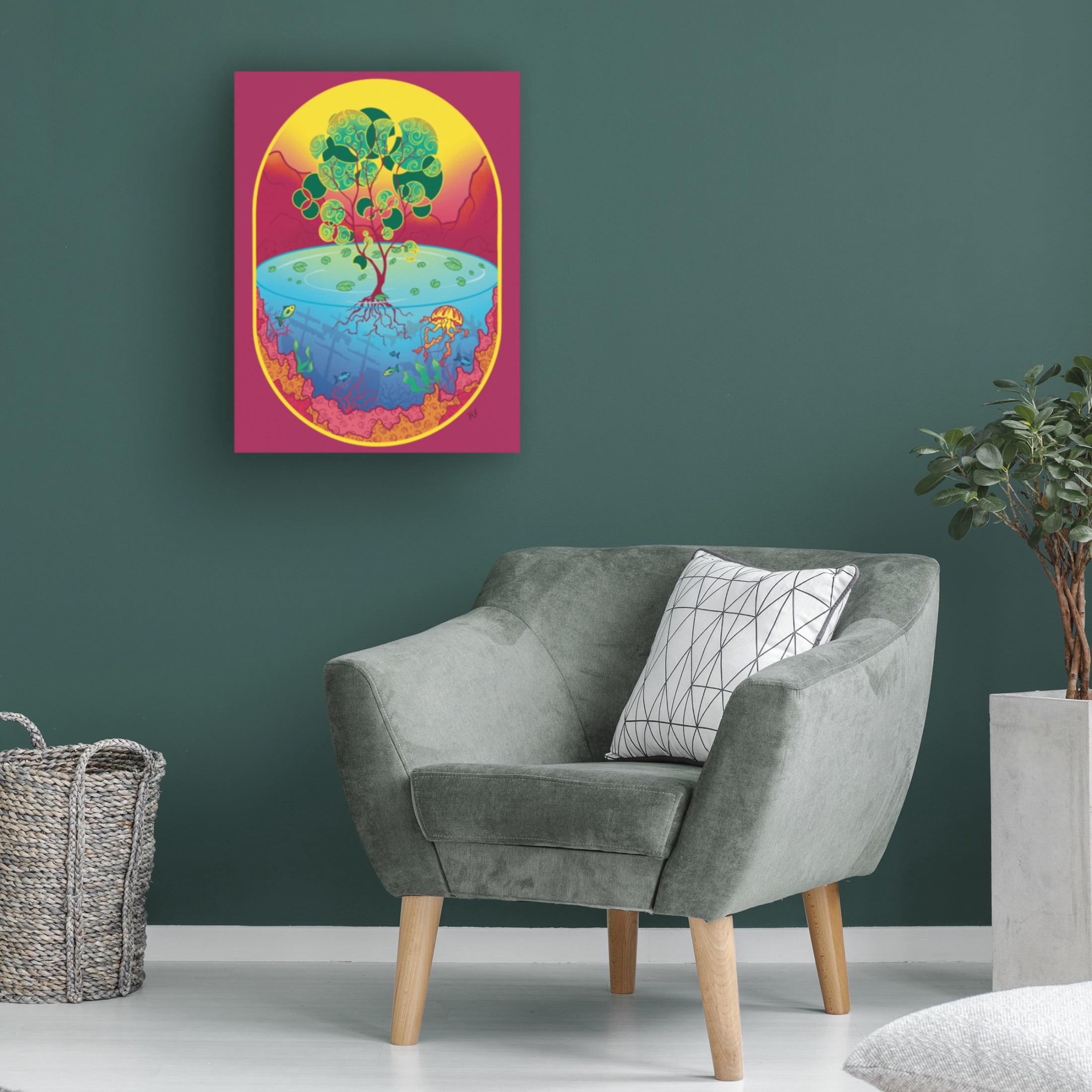 Canvas Wall Art - Rachel Feirman 'Floating Oasis' Wall Art for Living Room, Bedroom, or Office Décor by Trademark Fine Art - 35 x 47 Inches