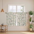 thumbnail image 2 of Spring Flowers Kitchen Curtains 54 Inch Length, Yellow Pink Floral Leaves Vintage Country Plants Tiers Curtains for Bathroom Bedroom Cafe, Light Filtering Window Treatment Drapes 2 Panels 42"Wx54"L, 2 of 8