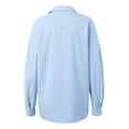 thumbnail image 4 of Fiaer,Long Sleeve Shirts for Women,Womens Button down V Neck Blouses ,Women's Loose Fit Casual Trendy Lapel Collared Tops Blue S, 4 of 5