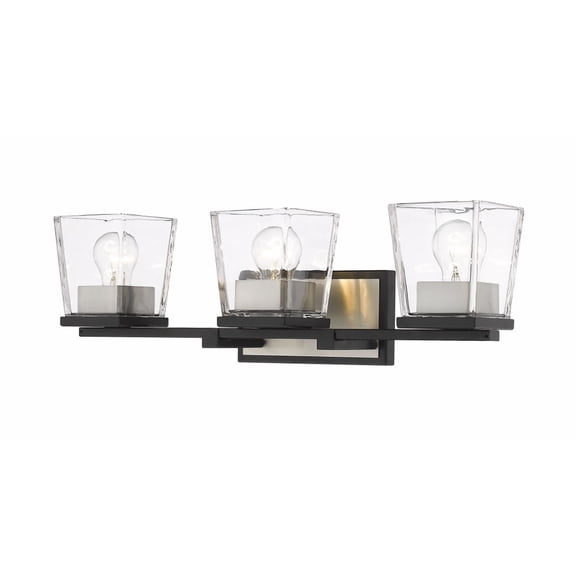 Z-Lite Bleeker Street 3 Light Clear Glass Vanity Light in Matte Black and Nickel