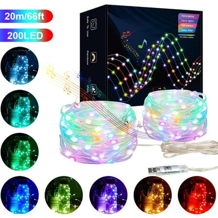 

Giugt Rope Lights Outdoor Waterproof 66Ft 200LED Strip Lights RGB Music Sync Color Changing Bluetooth Led Lights with Smart App Control Remote Led Lights for Bedroom Room Lighting Flexible Home Decor