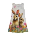 thumbnail image 3 of LTTVQM Girls Easter Dress Bunny Egg Print Funny Sleeveless Sundresses Comfortable Crew Neck Midi Dresses Holiday A-Line Dresses Orange 9-10 Years, 3 of 5
