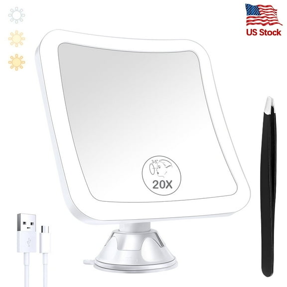 B Beauty Planet 20X Magnifying Lighted Makeup Mirror, Powerful Locking Suction Cup 360° Rotation