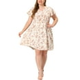thumbnail image 2 of MODA NOVA Juniors Plus Size Summer V Neck Dirty Floral Peplum Midi Dress, 2 of 6