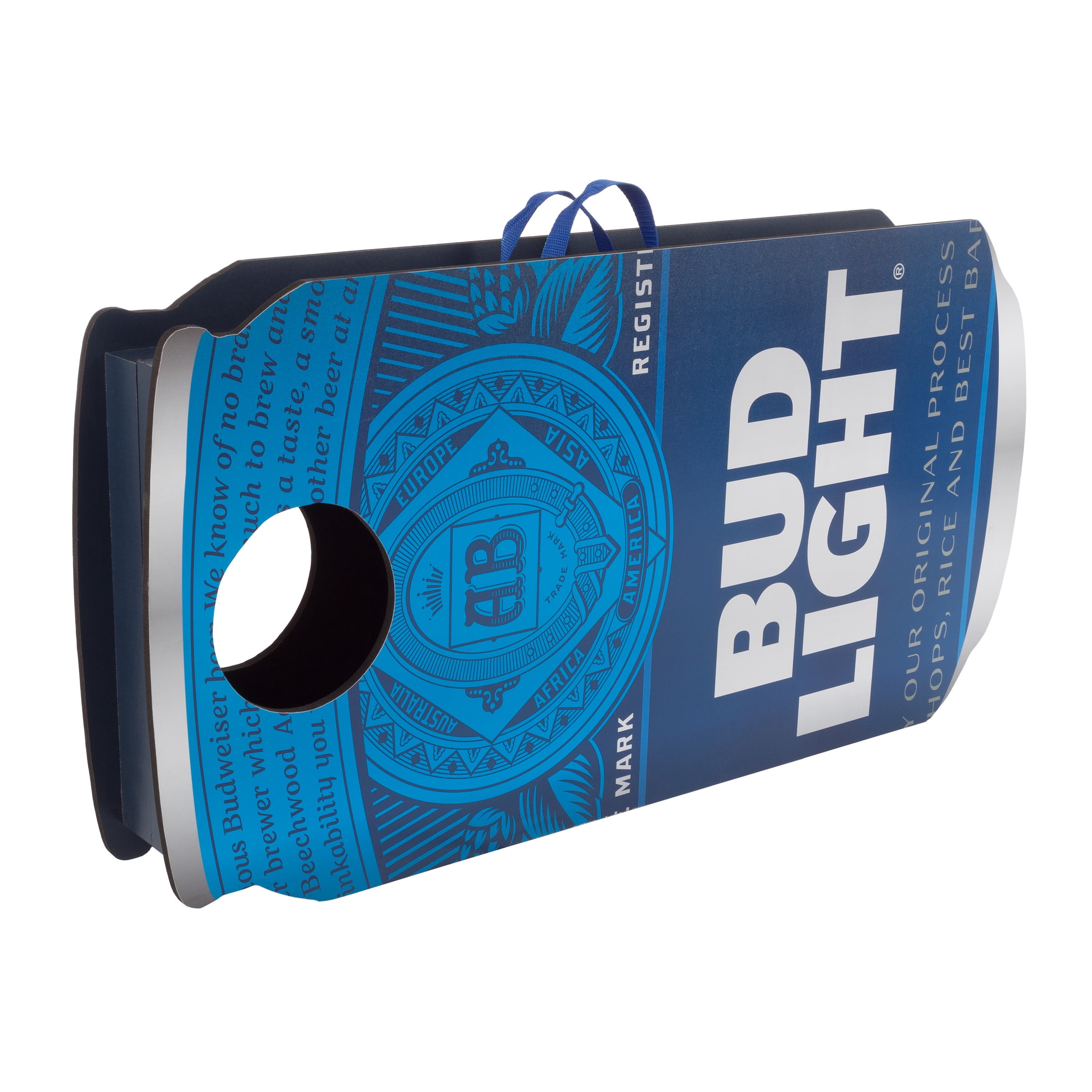 Bud Light Cornhole Outdoor Game Set, 2 Wooden Anheuser-Busch Can-Shaped Corn Hole Toss Boards with 8 Bean Bags