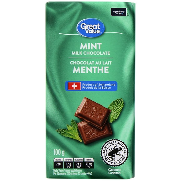 Great Value Mint Milk Chocolate, 100 g