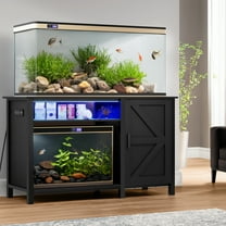 Uforic Fish Tank Stand for 55-75 Gallon Aquariums, RGB Lighting & Electrical Sockets, Supports 900 lbs, Black