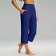 thumbnail image 2 of pantalón elástico de cintura alta 3/4 para mujer pantalones de pierna capris anchos con ajuste activo casual pantalones con bolsillos azul / 3xl, 2 of 7
