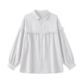 thumbnail image 4 of Tweang Linen Tops for Women Cotton Linen Beach Tops Shirts Button Down Dress Shirts Loose Fit Casual V-neck Tops Lapel Gauze Tops Linen Tops for Women Boho Linen Shirts for Women Fall Tops White M, 4 of 4