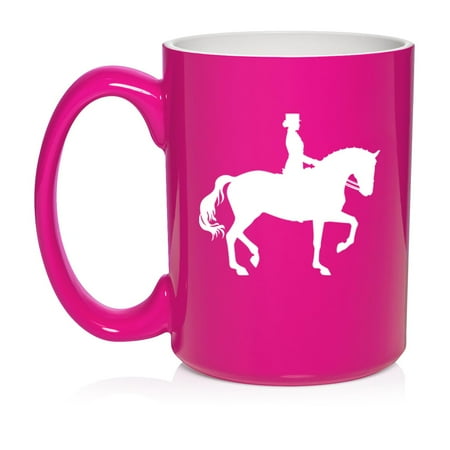 

Dressage Horse With Rider Ceramic Coffee Mug Tea Cup Gift for Her Him Friend Coworker Wife Husband (15oz Hot Pink)