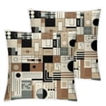 thumbnail image 2 of YANMS Modern Geometric Throw Pillow Covers Brown Black Stripes Cushion Covers For Bedroom Retro Circle Swirls Pillow Covers Abstract Texture Decorative Accent Pillow Cases,2 pcs White, 2 of 6