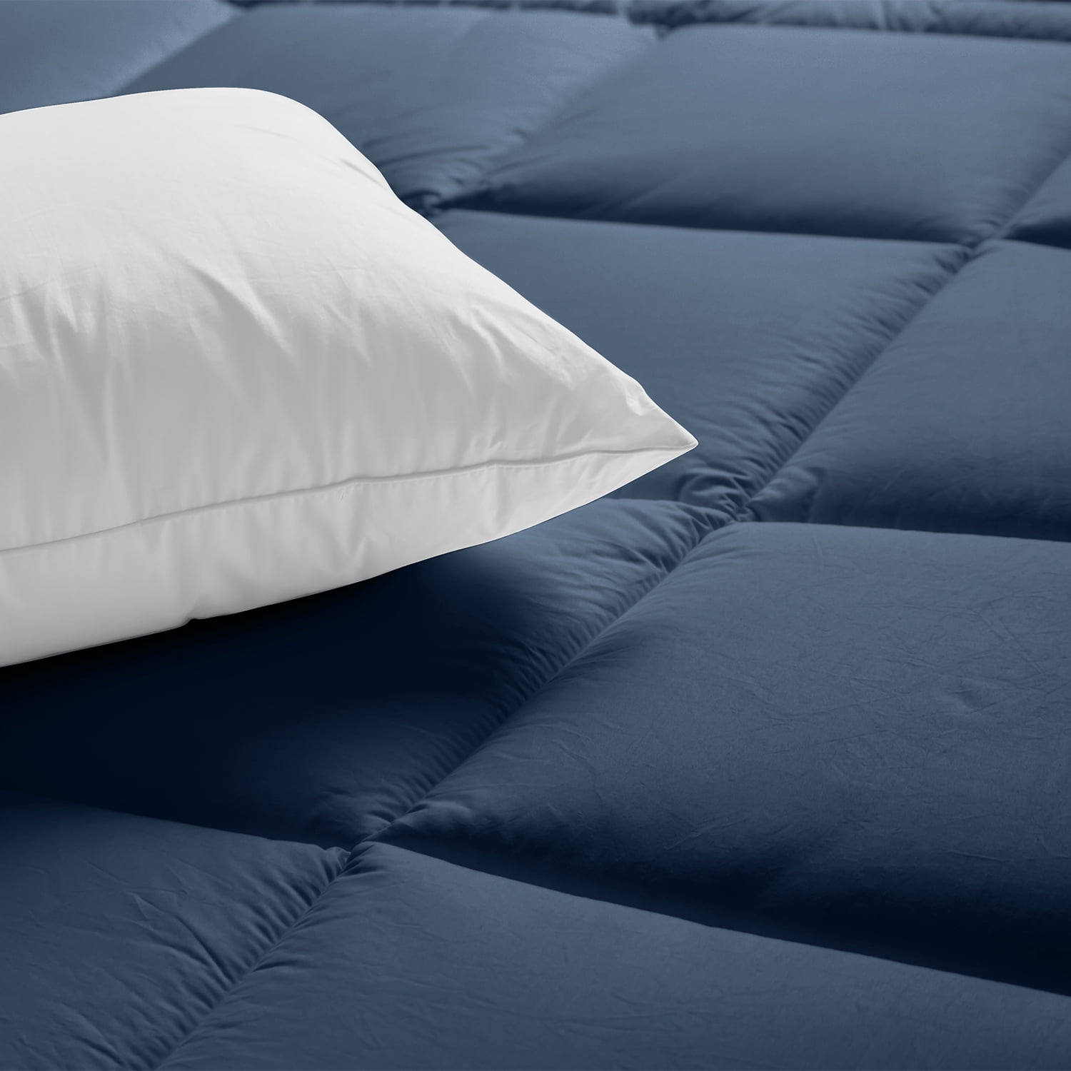 Lux Decor Collection King Comforter Duvet Insert - Box Stitched Down Alternative Single Comforter - Quilted Comforter with Corner Tabs (King, Navy Blue)