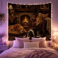 thumbnail image 2 of Three Dogs in Cozy Stone Fireplace Interior, Peaceful Rustic for Animal Lovers, Rustic Cabin Wall Art, Housewarming Gift Tapestry Wall Hanging for Living Room and Den, 2 of 7