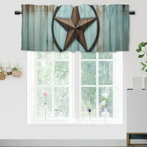 Western Texas Star Window Valances Vintage Brown Blue Wooden Boards Rod Pocket Valances for Kitchen, Bathroom, Living Room 54x18inch(1Pcs)